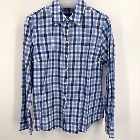 Tommy Bahama Relax Woman's Blue Plaid Shirt‎ Size L - Picture 1 of 5
